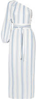 Vanessa Bruno - Ivana One-shoulder Striped Cotton-gauze Midi Dress - Blue