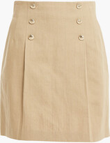 Thumbnail for your product : Sandro Parisa Embellished Pleated Cotton And Linen-blend Canvas Mini Skirt