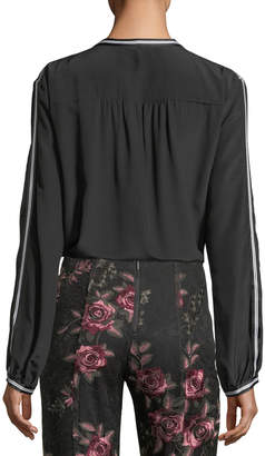 Nanette Lepore Granada Silk Stripe-Trim Shirt