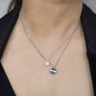 Ri Noor Love Lock Necklace With Pave Brilliant Cut Diamonds & Baguette Diamond Solitaire In White Gold