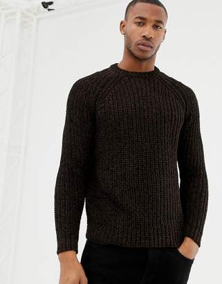 Pull&Bear chenille sweater in brown