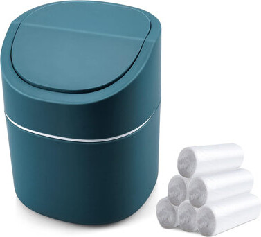 SHANXIQIANNA Mini desktop trash can with lid and trash bag 180 small swing lid countertop trash can