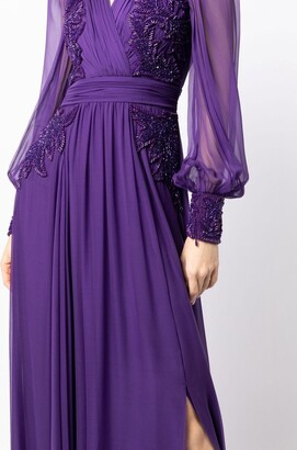 ZUHAIR MURAD bead-embellished V-neck evening gown