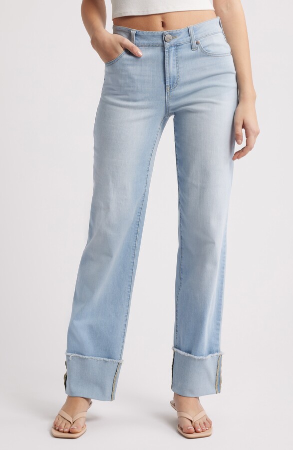 1822 Denim Cuffed Mid Rise Ankle Straight Leg Jeans