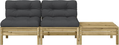 Garden Sofa Anthracite Treated Pinewood, Oxford Fabric, PP Cotton