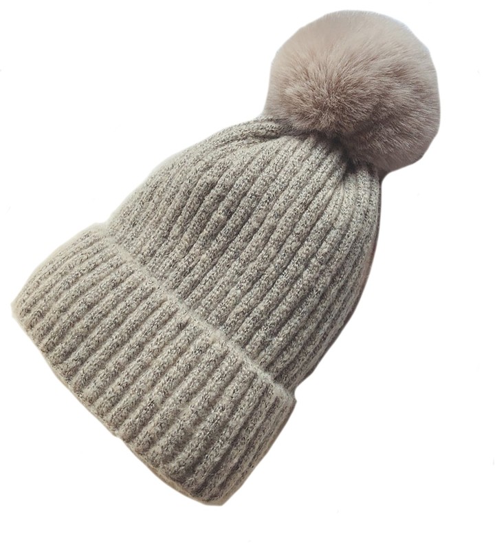 fleece lined beanie with pom