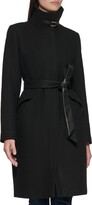 Thumbnail for your product : Cole Haan Wool Twill Faux Leather Belted Coat