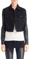 Thumbnail for your product : Givenchy Women's Leather Sleeve Crop Denim Jacket