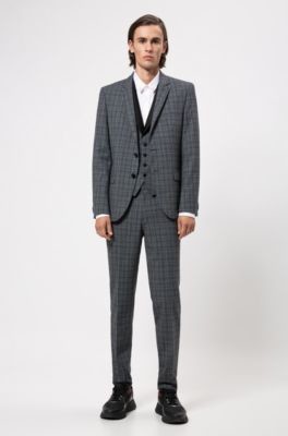 HUGO BOSS Extra-slim-fit checked waistcoat in a wool blend