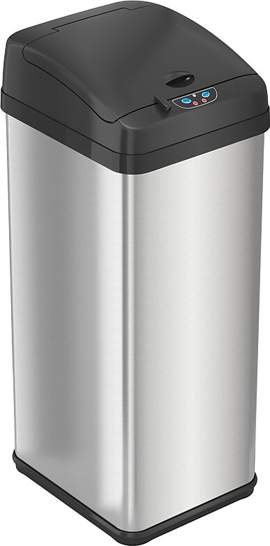 iTouchless Stainless Steel Sensor Trash Can with Wide Lid Opening and AbsorbX Odor Control System, 13 Gal., Silver (IT13MX)