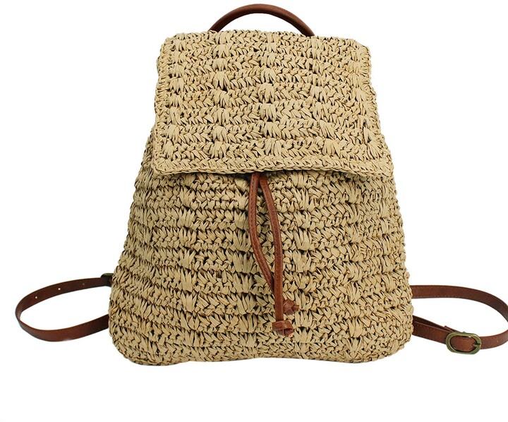 straw backpack purse