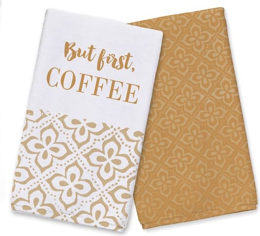 But First Coffee Hand Towel Set By Designs Direct in White/Beige