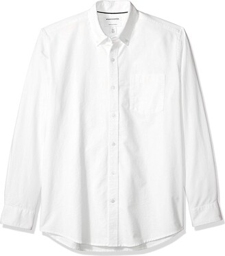 Essentials Men's Regular-fit Long-Sleeve Solid Pocket Oxford Shirt