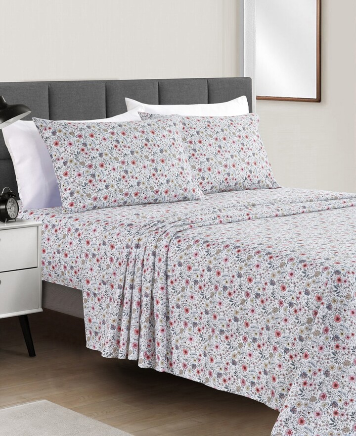 Sunham Microfiber Easy Care Printed 4-Pc. Sheet Set, California King