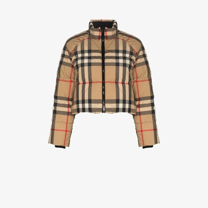 Burberry Cropped Check Puffer Jacket 