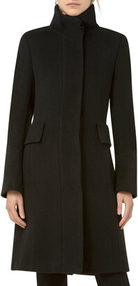 womens grey funnel neck coat