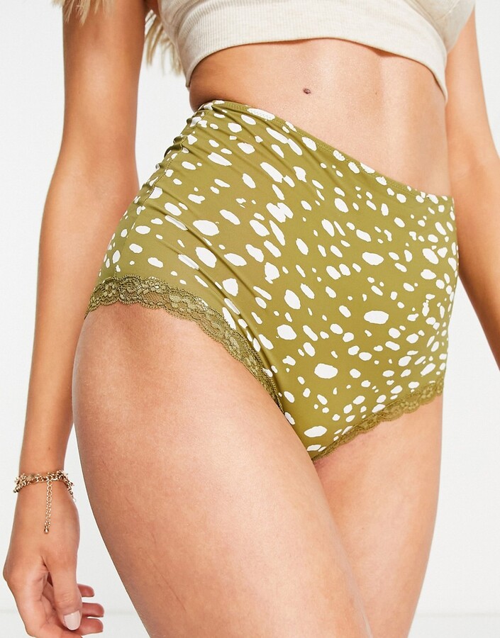 Monki Birgit recycled mesh high waist brief in leopard print - ShopStyle  Panties