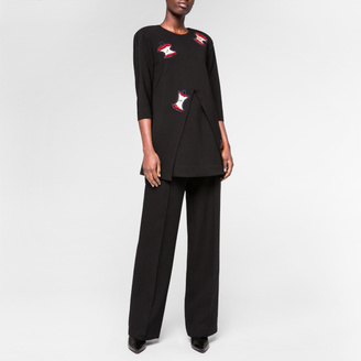 Paul Smith Women's Black Tunic-Top With 'Apple' Embellishments