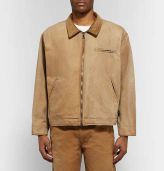 Billy Holly's Dad's Corduroy-Trimmed Distressed Cotton-Canvas Jacket
