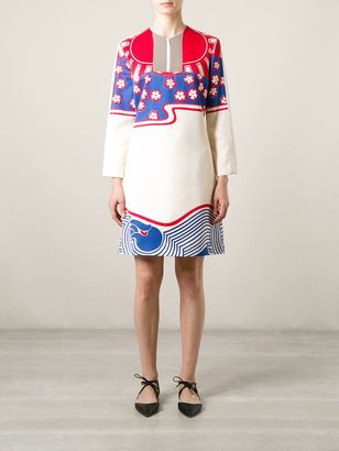 Carven panelled printed A-line dress
