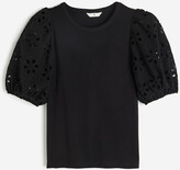 H&M Top with Eyelet Embroidered Sleeves