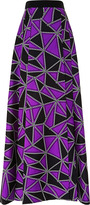 Thumbnail for your product : Fausto Puglisi Geo Blocked Silk Twill Long Skirt