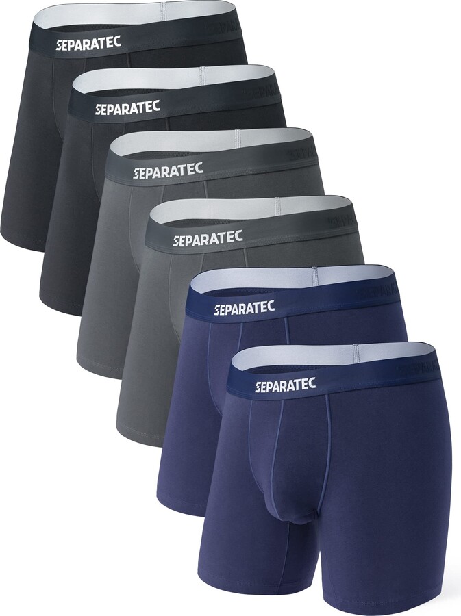 Separatec Men's Cotton Boxer Shorts Breathable Soft Classic Fit Dual