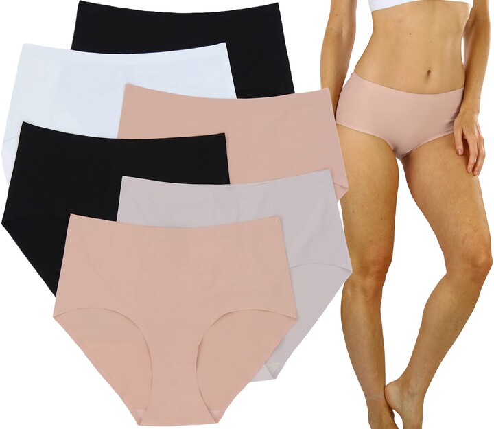 ToBeInStyle Women's 6 Pack High Waisted Seamless Basic Laser Cut