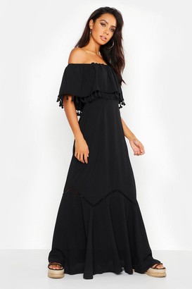 one shoulder tassel dress