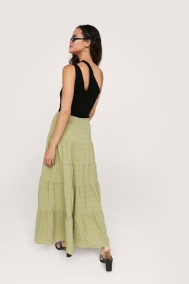 Nasty Gal Womens Textured Tiered Ruffle Hem Maxi Skirt - Green - 6