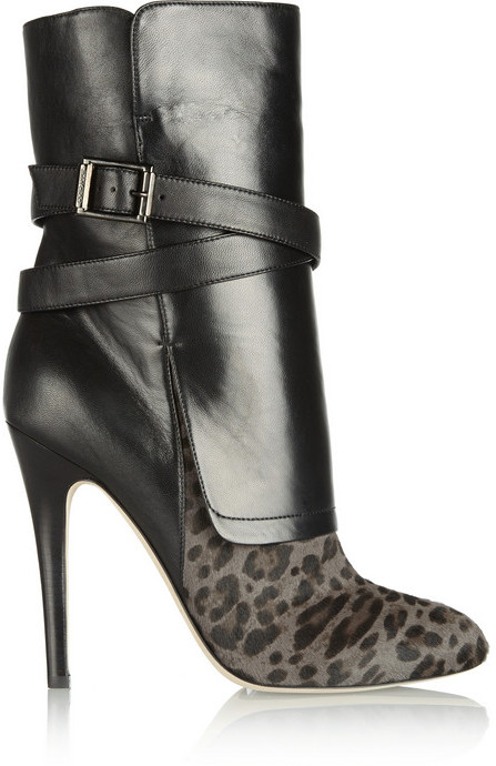 Jimmy Choo Leopard-print calf hair and nappa leather ankle boots ...
