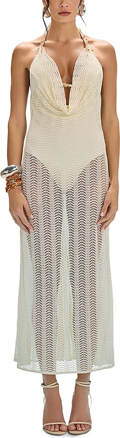 PatBO Wave Mesh Beach Cover Up Dress