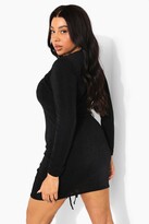 Thumbnail for your product : boohoo Plus Textured Slinky Cut Out Bodycon Dress