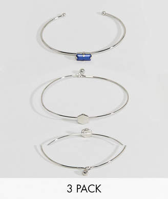 ASOS Pack of 3 Stone and Shape Cuff Bracelets