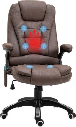 Vinsetto High Back Massage Office Desk Chair with 6 Point Vibrating Pillow  Computer Recliner Chair with Retractable Footrest and Adjustable Lumbar  Support Brown