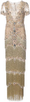 Marchesa - bead embroidery fringed gown