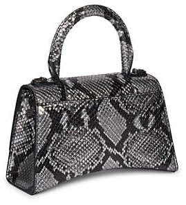Balenciaga XS Hourglass Snakeskin-Embossed Leather Top Handle Bag