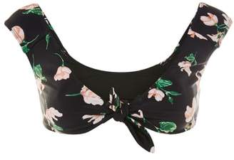 Topshop Floral Tie Crop Bikini Top