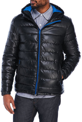Cole Haan Coated Quilted Hooded Jacket