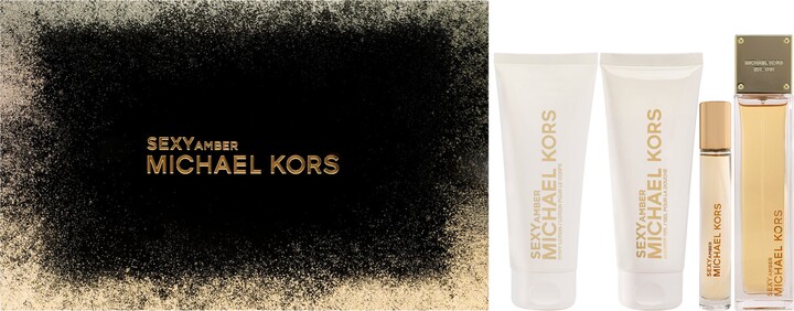 Michael Kors Sexy Amber by for Women - 4 Pc Gift Set 3.4oz EDP Spray 0.33oz EDP Spray 3.4oz Body Lotion 3.4oz Shower Gel