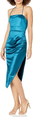 4SI3NNA the Label Women's Deanna Sleeveless Square Neck Ruched Bodycon Midi Dress