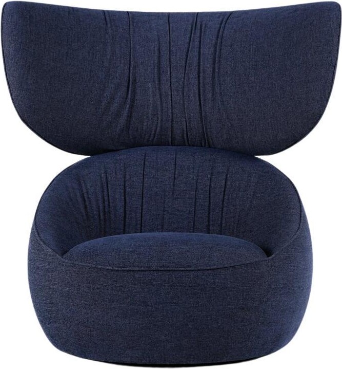 Simone Bonanni Moooi Hana Wingback Swivel Chair In Liscio, Grigio Blue Upholstery