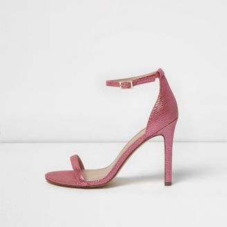 River Island Womens Pink scale effect barely there heeled sandals