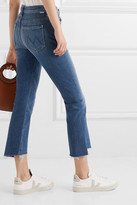 Thumbnail for your product : Mother The Insider Frayed Cropped High-rise Flared Jeans - Dark denim