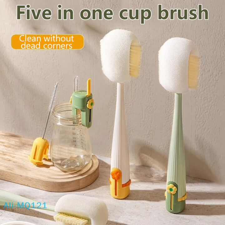 Velishy 5-in-1cup Multifunctional Washing Tool For Household Use Cup Brush Water Cup Thermos Cup Brush Milk Bottle Cleaning Sponge Brush