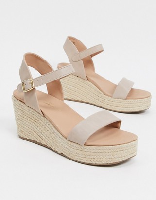 New Look faux leather espadrille wedges in cream