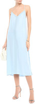 Thumbnail for your product : Frame Embroidered Washed Cupro-blend Midi Slip Dress