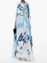 Thumbnail for your product : Rodarte Hand-painted Floral Silk Gown - Blue Print