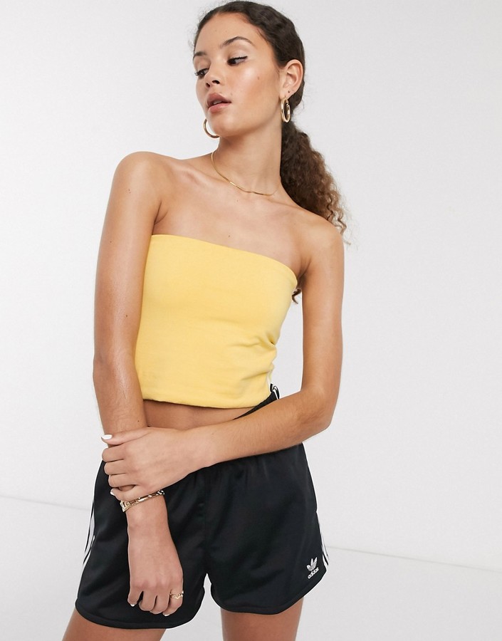adidas originals three stripe dress in yellow