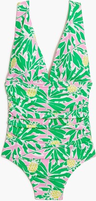 J.Crew Factory Women's V-Neck Ruched One-Piece Swimsuit